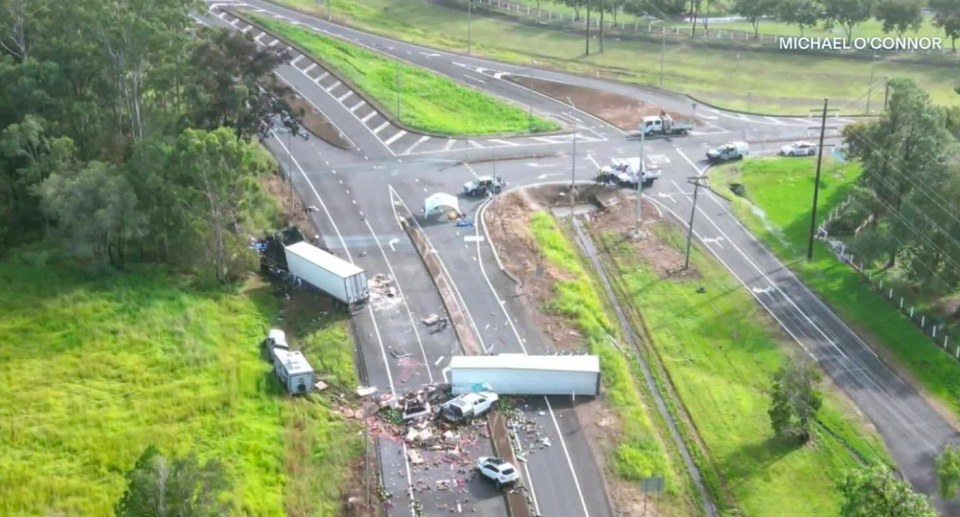 The scene of the crash at Maryborough in Queensland. 
