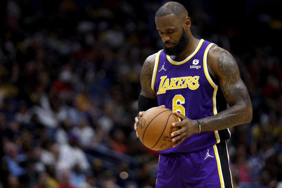 Los Angeles Lakers superstar LeBron James' status for Tuesday's game against the Dallas Mavericks is doubtful. (Sean Gardner/Getty Images)