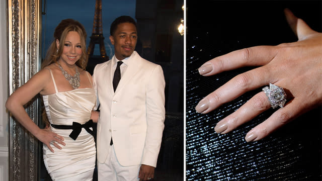 Some high-profile couplings last, some don't, but diamonds? Those last forever. Take Iggy Azalea's new bling, for instance. Los Angeles Lakers star Nick Young proposed to Iggy with a stunning custom-cut 10-carat diamond ring valued at $500,000. In honor of the Australian rapper's engagement, we've ranked the spectacular rocks that have graced some of Hollywood's most famous hands from smallest to largest for your ogling pleasure. <strong>.75-carat - Jessa Duggar</strong> Instagram The <em>19 Kids and Counting</em> star received a modest .75-carat diamond ring from Ben Seewald in September 2014, and the two tied the knot less than three months later. <strong>1-carat - Michelle Obama</strong> Getty Images President Barack Obama proposed to the First Lady with a beautiful round-cut diamond ring -- estimated to be 1-carat -- over a romantic candlelit dinner. The couple have since been married for over 20 years. <strong>PHOTOS: Best Celebrity Wedding Dresses</strong> <strong>2-carat - Keira Knightly</strong> Getty Images In spring of 2012, rocker James Righton gave the actress a 2-carat brilliant-cut solitaire diamond ring, which holds an estimated price tag of $40,000. The following May, the pair said their "I Do's" during a low-key ceremony in France. <strong> 3.02-carat - Nicole "Snooki" Polizzi </strong> Getty Images The <em>Jersey Shore</em> stars got engaged in early 2012 when Jionni LaValle proposed to Snooki with a 3.02-carat princess-cut diamond ring. Reportedly valued at $55,000, the ring includes a custom-built band adorned with 2-carats of diamonds. The pair later got married during a <em>Great Gatsby</em>-themed ceremony in New Jersey that aired on the final episode of <em>Snooki & JWOWW</em>. <strong>3.5-carat - Miley Cyrus</strong> Getty Images In 2012, Liam Hemsworth asked his <em>Last Song</em> co-star to marry him with a 3.5-carat cushion-cut diamond ring created by Neil Lane. The two later broke off their engagement, and Miley has reportedly since lost the ring, which is valued at over $100,000. <strong>4-carat - Reese Witherspoon</strong> Getty Images The Academy Award-winning actress received a gorgeous 4-carat Ashoka-cut diamond ring set on a pavé diamond-and-platinum band from Hollywood agent Jim Toth in late 2010. The couple recently celebrated their fourth wedding anniversary. <strong>PHOTOS: Celebs Who Had Secret Weddings</strong> <strong>4.5-carat - Jennifer Garner</strong> Getty Images The actress married Ben Affleck in 2005, after he proposed to her with a 4.5-carat cushion-cut diamond. The couple, parents to daughters Violet and Seraphina and son Samuel, have been battling breakup rumors as of late, just as their 10th anniversary approaches later this month. <strong>5-carat - Mila Kunis</strong> Getty Images After nearly two years of dating, Ashton Kutcher proposed to his former <em>That '70s Show</em> co-star with a minimalist-style engagement ring -- but there's nothing minimal about that diamond! Estimated to be 5 carats, the ring is likely worth upwards of $260,000. The two haven’t officially admitted to being married yet, but Mila's ring finger tells another story. <strong>6-carat - Lady Gaga</strong> Instagram/Getty Images Earlier this year, Taylor Kinney proposed to the pop star with a massive heart-shaped diamond designed by Lorraine Schwartz. Shortly after the engagement, Lady Gaga posted a photo of the ring, estimated at 6-carats, on Instagram captioned, "He gave me his heart on Valentine's Day, and I said YES!" <strong>7-carat - Blake Lively</strong> Getty Images Ryan Reynolds gave the <em>Age of Adaline</em> actress a beautiful 7-carat pink oval diamond set in rose gold. The $2 million ring received a matching band when Blake and Ryan exchanged vows in the fall of 2012. <strong>NEWS: Celeb Weddings We're Still Waiting For</strong> <strong>8-carat - Jennifer Aniston</strong> Getty Images Actor Justin Theroux popped the question back in August 2012 with an estimated 8-carat radiant-cut diamond, but the actors have yet to officially tie the knot. <strong>8.5-carat - Jennifer Lopez</strong> Getty Images Marc Anthony proposed to the platinum-selling artist with an 8.5-carat blue diamond ring, which is reportedly worth $4 million -- quite a step up from the 6.1-carat pink Harry Winston diamond that Ben Affleck gave J.Lo in 2002. The singers separated in 2011 and officially divorced three years later. <strong>NEWS: Iggy Steps Out With Engagement Ring</strong> <strong>14-carat - Avril Lavigne</strong> Getty Images Back in August 2012, Nickelback frontman Chad Kroeger popped the question to Avril with a 14-carat pear-shaped diamond ring. The Canadian crooners married a year later in the south of France. For their one-year anniversary, Chad reportedly gifted his wife with another diamond ring -- a 17-carat emerald cut! <strong>15-carat - Kim Kardashian</strong> Getty Images Kanye West proposed to the stylish reality star in front of family and friends with a flawless 15-carat cushion-cut diamond ring, estimated to be worth <em>more</em> than the 20-carat ring Kim received from Kris Humphries in 2011. Kimye later exchanged vows in Florence, Italy, and the high-profile pair recently celebrated their first anniversary of marriage. <strong>16-carat - Angelina Jolie</strong> Getty Images After dating for seven years, Brad Pitt proposed to Angelina with a unique 16-carat table-cut sparkler, which has an estimated value of $500,000. The duo later held their wedding ceremony at Chateau Miraval in France. <strong>17-carat - Mariah Carey</strong> Getty Images The "Infinity" singer received a $2.5 million Jacob & Co. engagement ring from Nick Cannon in 2008, and the famous duo were married mere weeks after becoming engaged. Flanked by 58 pink diamonds, the 17-carat emerald-cut pink center diamond boasts two half-moon gems on each side. Six years later, the couple separated, and they're currently going through a very public split. <strong>18-carat - Beyoncé</strong> Getty Images The music mogul popped the question to the Grammy Award-winning songstress with a Lorraine Schwartz-designed 18-carat sparkler valued at over $5 million. The power couple later exchanged vows during an intimate New York City ceremony in April 2008 and now have a three-year-old daughter, Blue Ivy. <strong>PHOTOS: Celeb Weddings We Want to Be At</strong> <strong>18-carat - Kate Middleton</strong> Getty Images Originally purchased for Princess Diana in 1981, Kate Middleton's engagement ring is now worth $500,000 and features a 12-carat sapphire surrounded by 14 diamonds -- perfectly fit for a princess! Proud parents to 22-month-old Prince George and newborn Princess Charlotte, Kate and Prince William recently celebrated their fourth wedding anniversary. <strong>24-carat - Paris Hilton</strong> Getty Images In 2005, Paris Hilton received a massive 24-carat canary diamond ring from Greek shipping heir and socialite Paris Latsis. The rock was valued at $4.7 million, but money doesn't buy love -- the same-named couple called off their wedding four months later. <strong>Bonus: Victoria Beckham</strong> Getty Images When David Beckham first proposed to the former Spice Girl in 1998, he did so with a modest (by celebrity standards) 3-carat marquise-cut diamond on a yellow band. Since then, Victoria has upgraded to a collection of 13 engagement rings from the soccer star, including a pear-shaped diamond that is estimated to be between 15- and 17-carats.