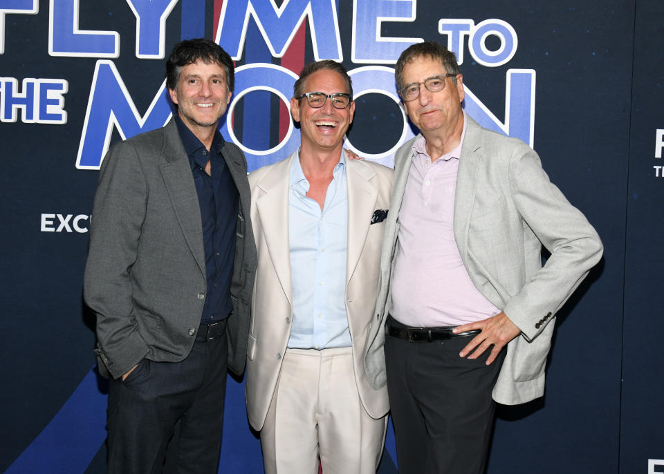 Jamie Erlicht, Greg Berlanti and Tom Rothman at ‘Fly Me To The Moon’  New York premiere held at the AMC Lincoln Square on July 8, 2024 in New York, New York.