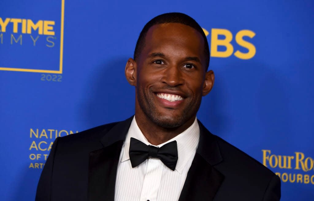 Lawrence Saint-Victor arrives at the 49th annual Daytime Emmy Awards on Friday, June 24, 2022, in Pasadena, Calif. (Photo by Jordan Strauss/Invision/AP)