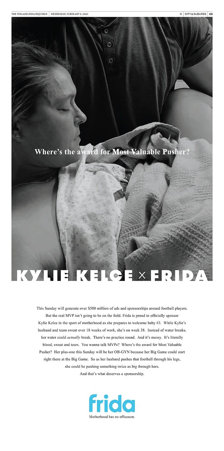 Pregnant Kylie Kelce Is Featured in Full-Page Newspaper Ad Wishing Her Luck Ahead of Super Bowl