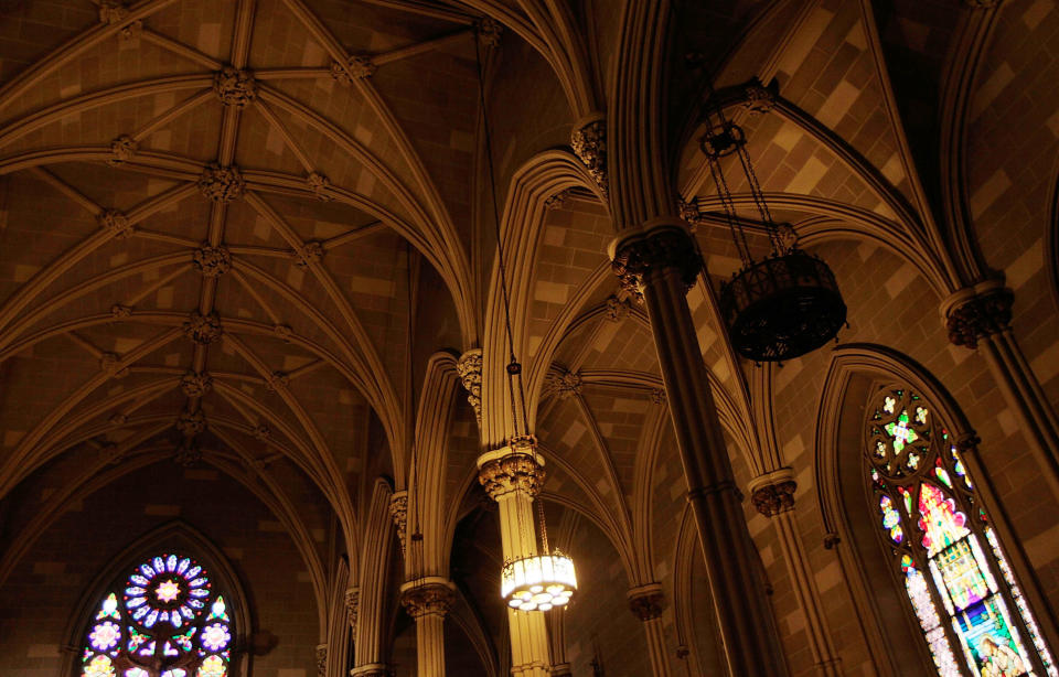 NEW YORK, NY - DECEMBER 06:  The vaulted ceilbing of St. Patrick's Old Cathedral in lower Manhattan is seen December 6, 2010 in New York City. St. Patrick's Old Cathedral, New York City's first Roman Catholic cathedral that is about 200 years old, was elevated to the status of a basilica by Pope Benedict XVI on December 5, a title reserved for sites of historical or religious importance by the Roman Catholic Church.  (Photo by Chris Hondros/Getty Images)