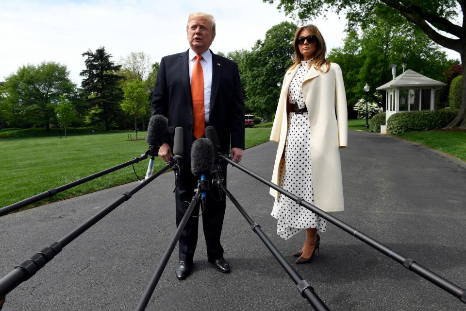 President Donald Trump, with first lady Melania Trump,