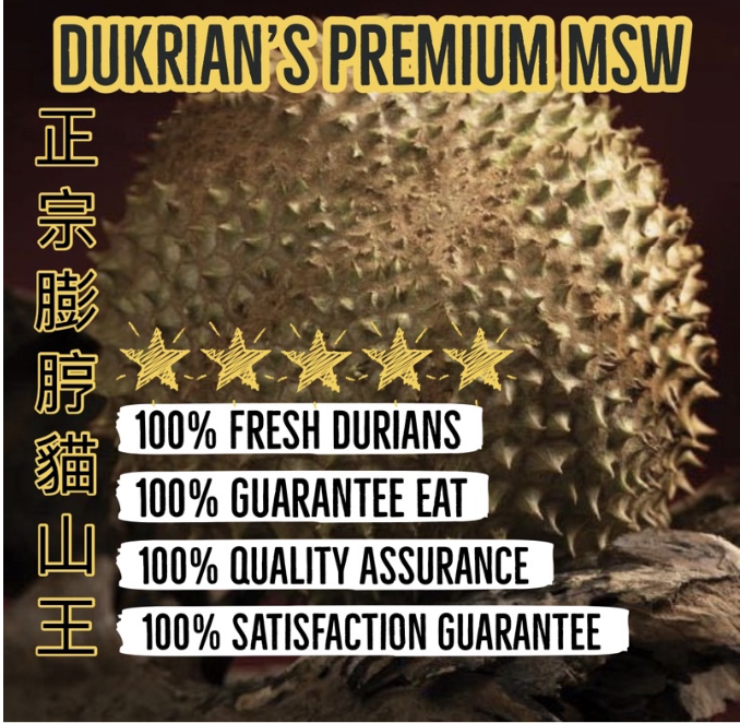 (Dukrian!) Fresh Pahang Blackgold MSW Durian (420G+) Small Seed!. PHOTO: Shopee