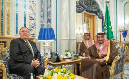 U.S. Secretary of State Mike Pompeo meets with Saudi Arabia's King Salman bin Abdulaziz at Al Salam Palace in Jeddah