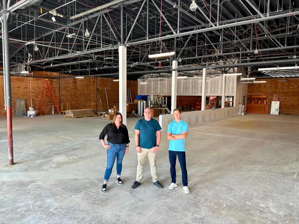 SupperClub SouthEnd owners Andrea Nivens and Brad Byrd, and executive chef Blake Nolen stand inside the space at 3521 Dewitt Lane.