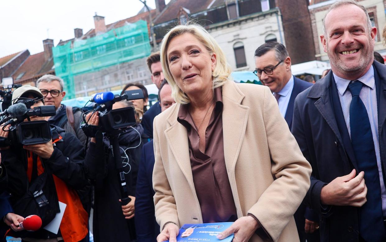 Marine Le Pen on a campaign visit to Henin-Beamont in northern France last week