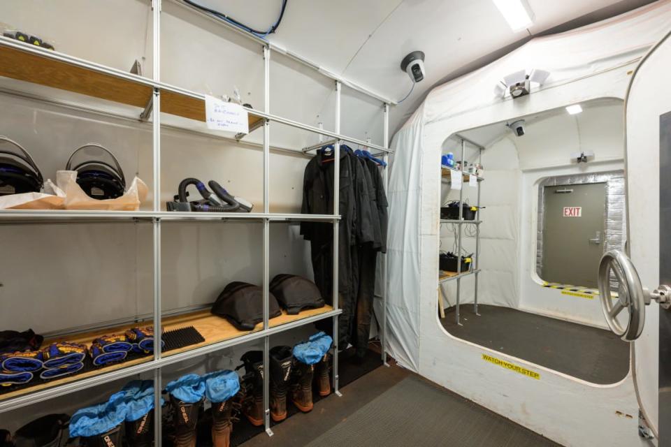 <div class="inline-image__caption"><p>A view through the airlock, which connects the CHAPEA habitat to the sandbox area, where crew members will conduct simulated spacewalks.</p></div> <div class="inline-image__credit">Bill Stafford NASA-JSC Houston Texas</div>