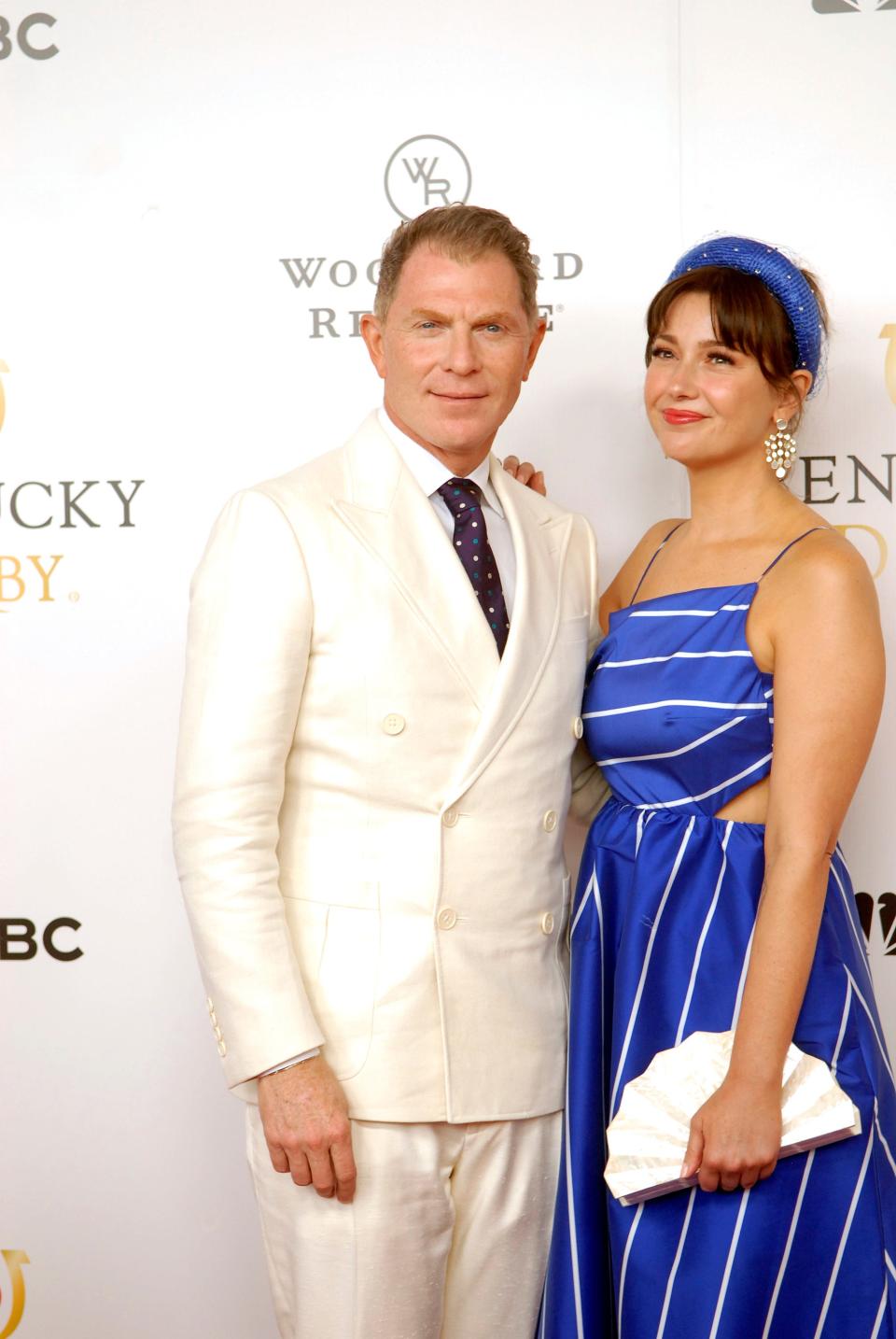 Bobby Flay with Christina Pérez at the Kentucky Derby red carpet on May 06, 2023.