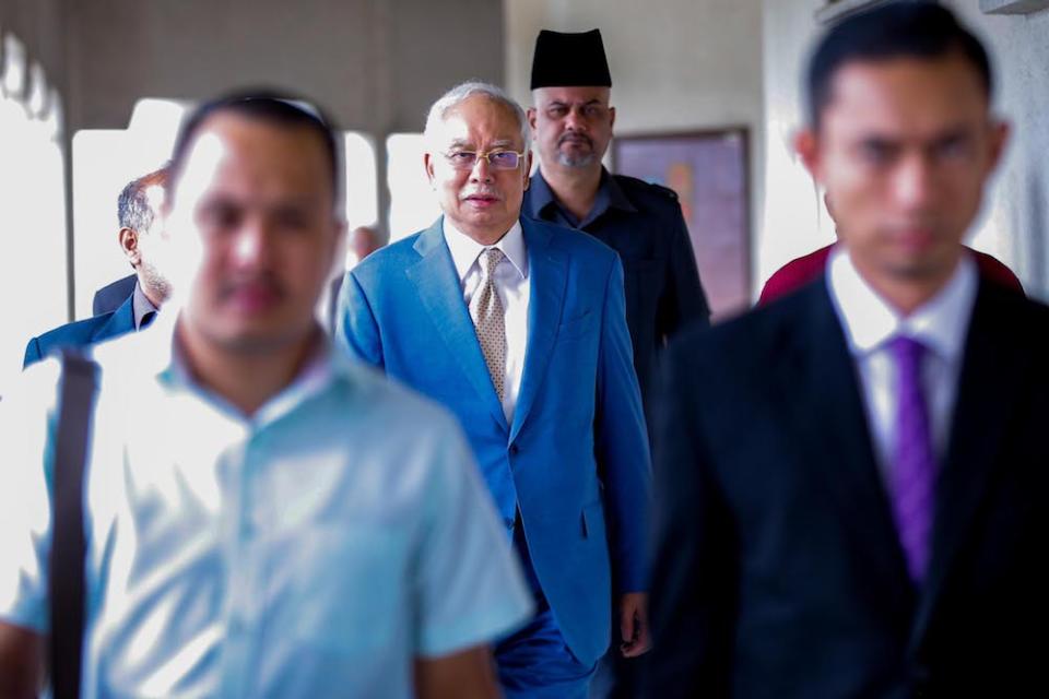 Datuk Seri Najib Razak is seen at the Kuala Lumpur Courts Complex January 21, 2020. — Picture by Hari Anggara