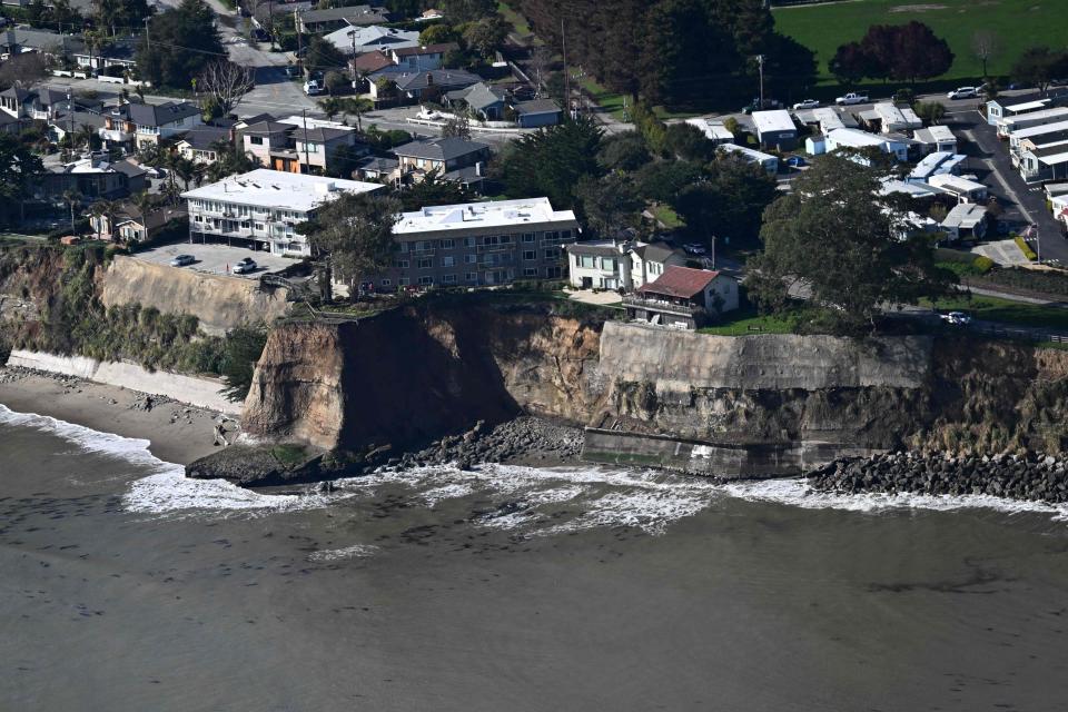An aerial view of the damage along the coast of California (AFP via Getty Images)
