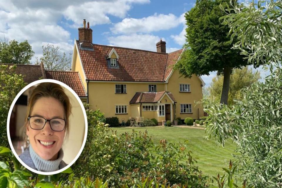 Rebecca Regis, inset, found her dream home in the Suffolk countryside over 20 years ago - although it didn't look like that when she bought it... <i>(Image: Rebecca Regis)</i>