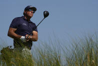 Phil Mickelson watches his ball from the eighth tee during the final round at the PGA Championship golf tournament on the Ocean Course, Sunday, May 23, 2021, in Kiawah Island, S.C. (AP Photo/David J. Phillip)