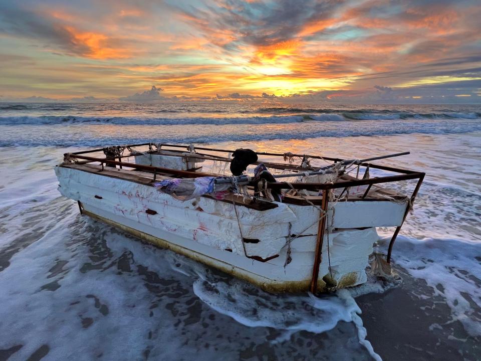 Satellite Beach resident Keri Owen photographed the mystery vessel during sunrise Tuesday just north of Pelican Beach Park.