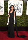 <p>Mrs. Clooney made her red carpet debut in a vintage Dior gown, white opera gloves, and a matching white clutch. The gloves spawned many memes, but with gorgeous George on your arm, who cares? </p><p><i><i>(Photo: Getty Images) </i></i></p>