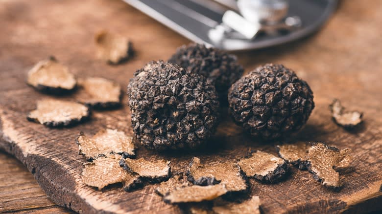 Truffles on a cutting board