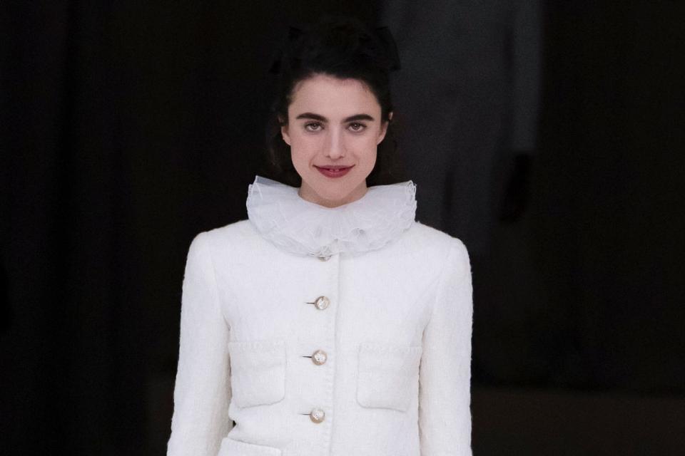 <p>Victor VIRGILE/Gamma-Rapho via Getty</p> Margaret Qualley walks the Chanel Haute Couture spring/Summer 2024 show during Paris Fashion Week