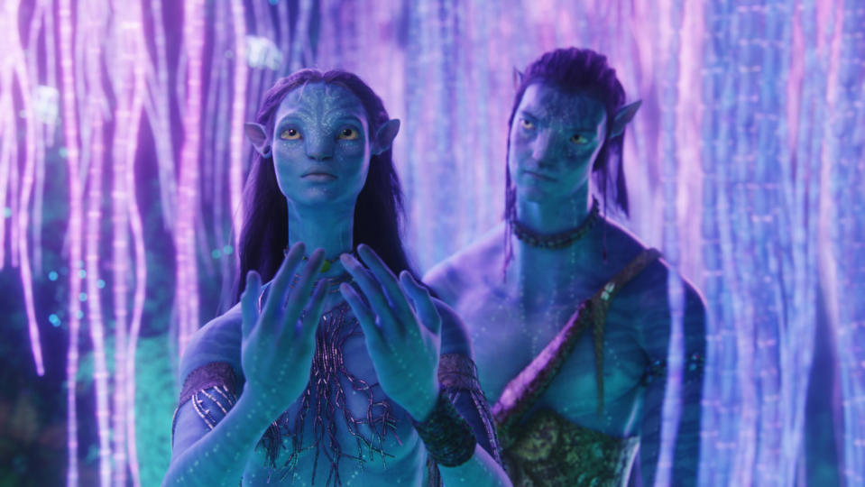 Neytiri (Zoe Saldana) and Jake Sully (Sam Worthington) in Avatar. (20th Century Fox)