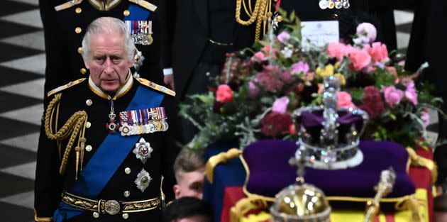 Britain's King Charles III walks behind the coffin of Britain's Queen Elizabeth II. (Photo: BEN STANSALL via Getty Images)