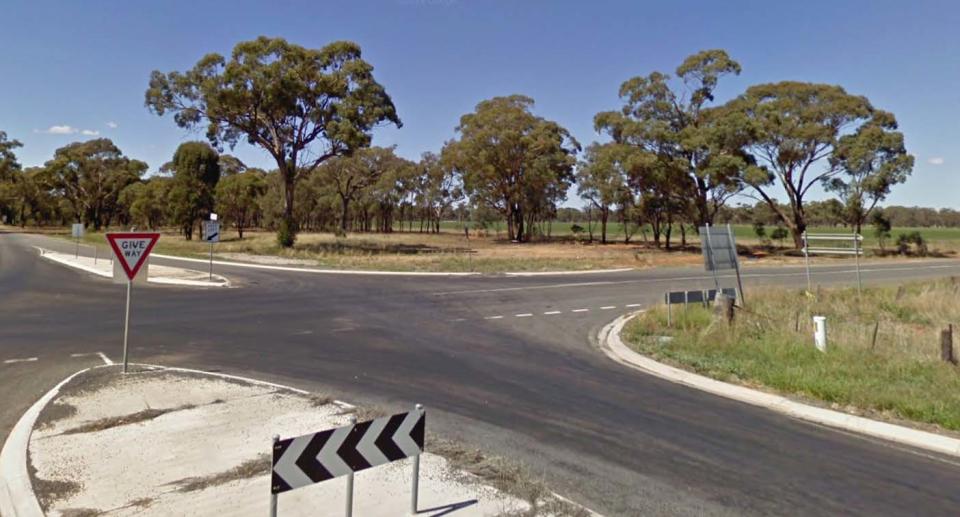 The man was crushed at a rural property in Raywood. Pictured is the junction the property is located. Source: Google Maps