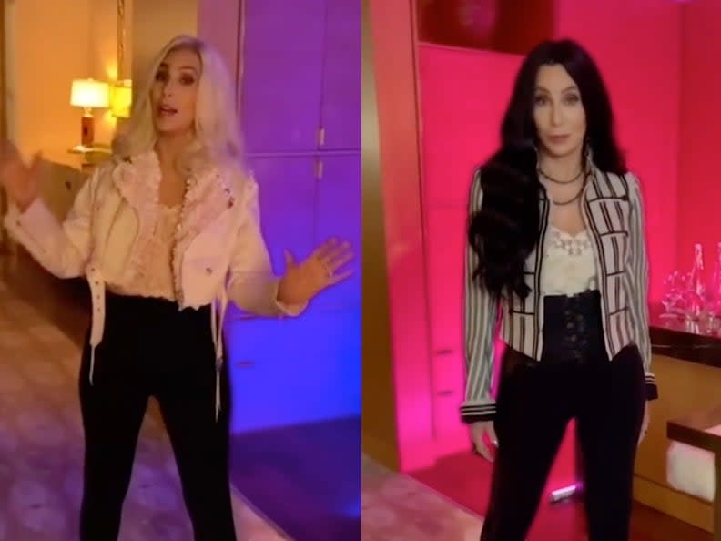 Cher makes TikTok debut to deliver Pride message while showcasing outfit changes  (TikTok / @Cher)