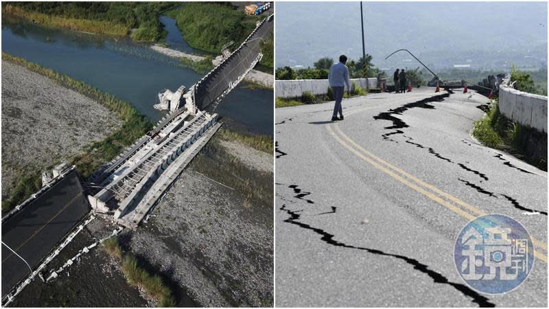 花東近日地震頻繁，花蓮道路斷裂、花蓮高寮大橋等地均出現災情。