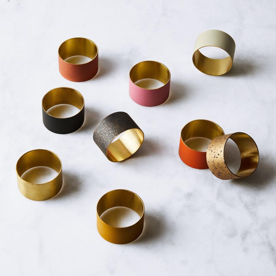 4) Hand-Painted Brass Napkin Rings (Set of Four)