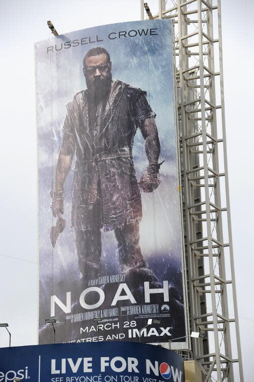 A billboard for the Hollywood epic "Noah", starring Russell Crowe, is displayed in California on March 11, 2014