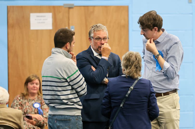 Steve Double, Conservative candidate for St Austell and Newquay constituency at the election count in Truro College Sports Hall.