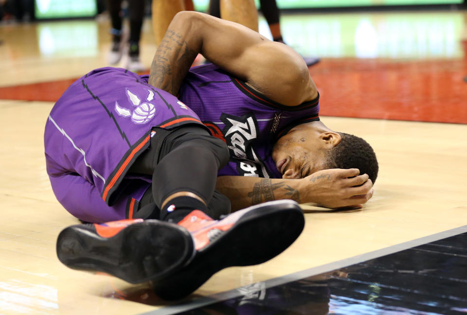 DeMar DeRozan is out indefinitely with a torn groin tendon. (Tom Szczerbowski/USA TODAY Sports)