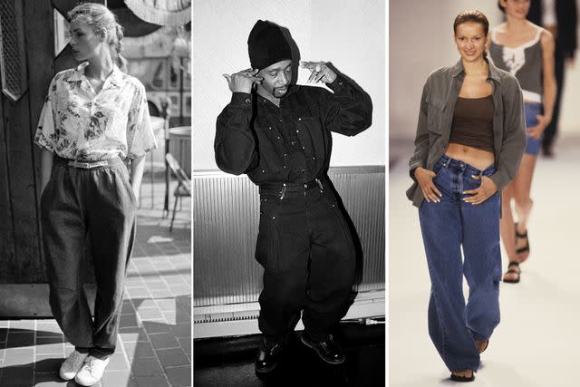 <p>Getty Images</p> From left: a model from 1980s, MC Hammer in 1994, a Calvin Klein model in 1994.