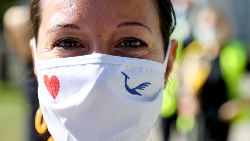 Employees of Lufthansa protest against planned job cuts in Frankfurt