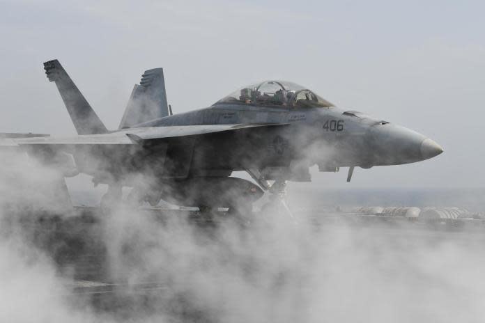 ▲美國海軍F/A-18F超級大黃蜂戰機。〔圖／美國海軍〕