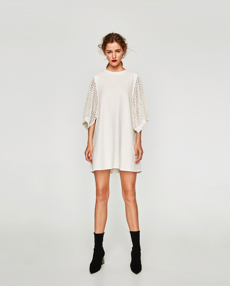 DRESS WITH CHUNKY KNIT SLEEVES