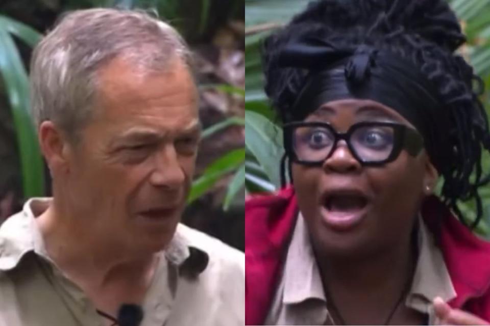 Nigel Farage argues with Social Media Influencer ‘Nella’ about Immigration on ‘I’m A Celebrity’ (ITV)