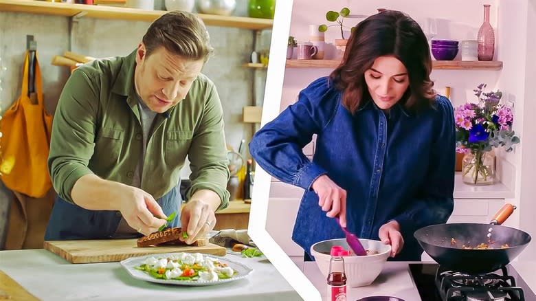 jamie oliver and nigella lawson preparing food