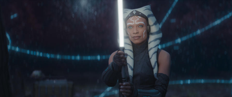 Ahsoka Tano (Rosario Dawson) in Lucasfilm's STAR WARS: AHSOKA, exclusively on Disney+. Â©2023 Lucasfilm Ltd. & TM. All Rights Reserved.