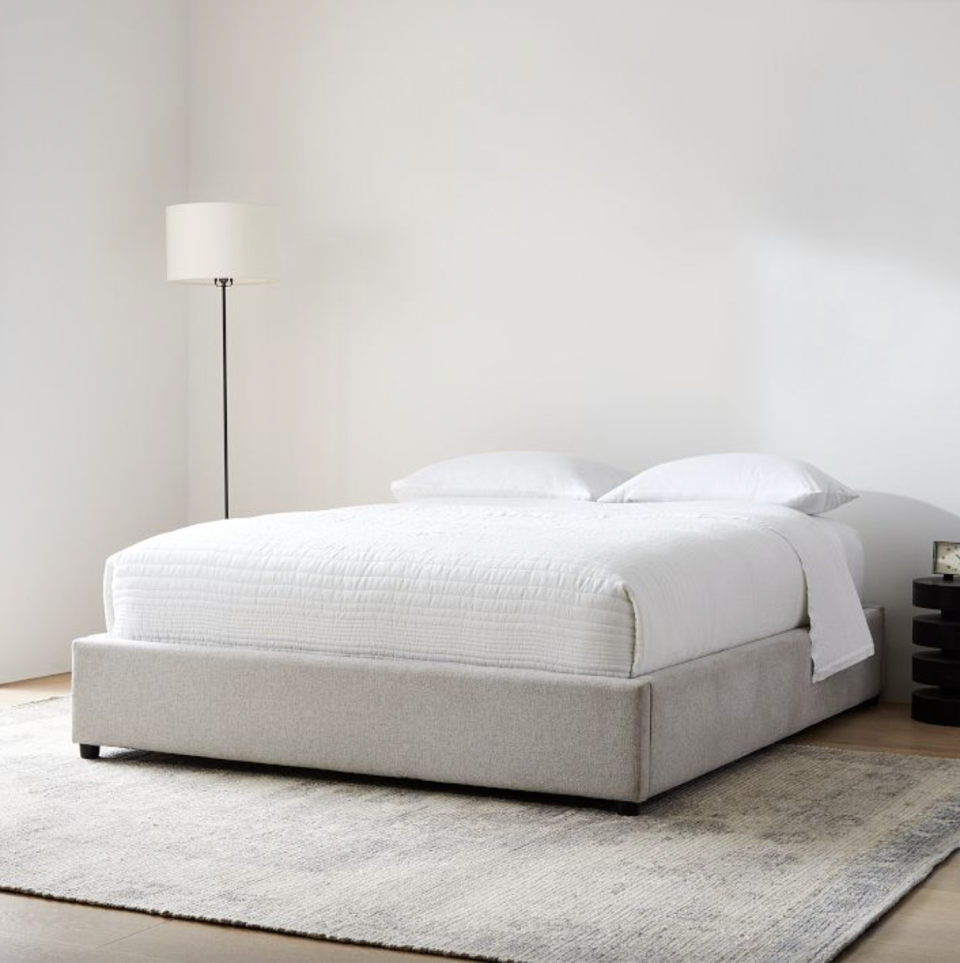 <p><a href="https://go.redirectingat.com?id=74968X1596630&url=https%3A%2F%2Fwww.westelm.com%2Fproducts%2Flow-clearance-bed-frame-h8494&sref=https%3A%2F%2Fwww.goodhousekeeping.com%2Fhome-products%2Fg46411815%2Fbest-upholstered-beds%2F" rel="nofollow noopener" target="_blank" data-ylk="slk:Shop Now;elm:context_link;itc:0;sec:content-canvas" class="link ">Shop Now</a></p><p>Upholstered Low Profile Bed Frame</p><p>westelm.com</p><p>$599.00</p>