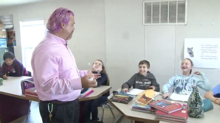 Teacher dying his hair crazy colors to raise money for student’s service dog