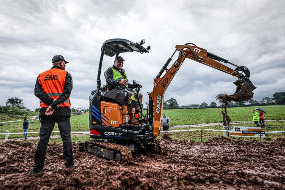 The CX15EV electric mini excavator being put through its paces.