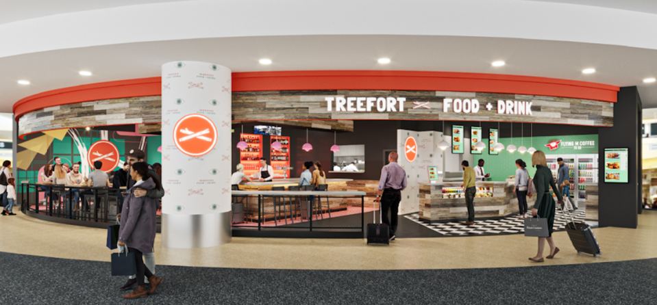 A new Treefort-themed restaurant would welcome travelers to the pre-security area of ​​the Boise airport.