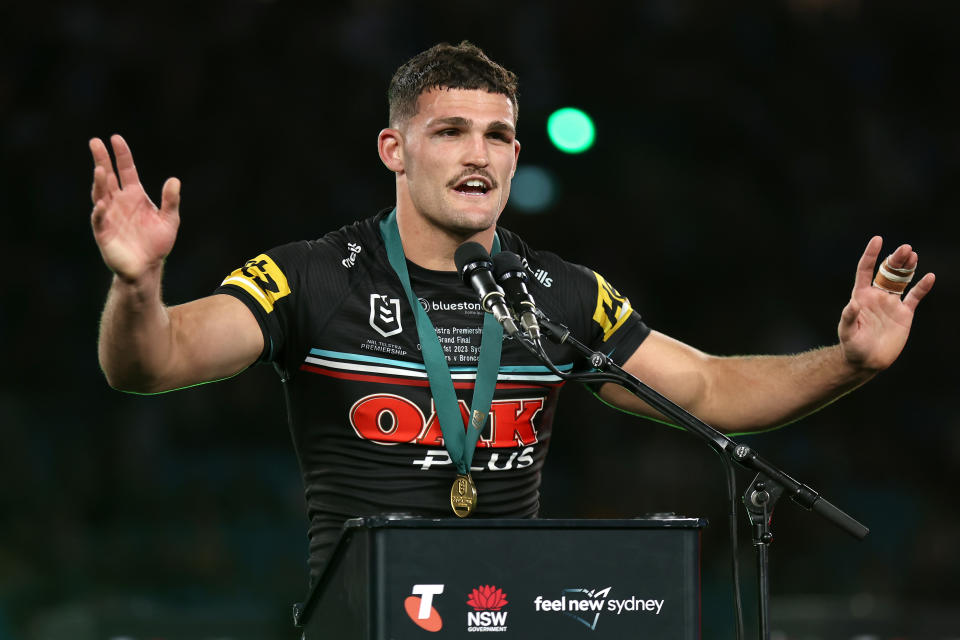 Nathan Cleary speaks.