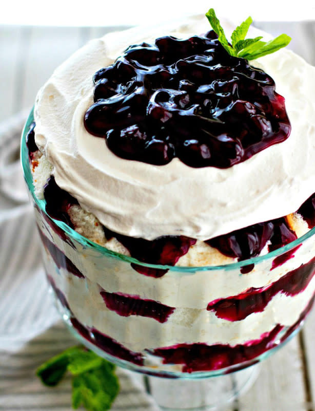 <p><strong>Easy Blueberry Cheesecake Trifle</strong><br> Get the recipe <a href="https://www.melissassouthernstylekitchen.com/easy-blueberry-cheesecake-trifle/" rel="nofollow noopener" target="_blank" data-ylk="slk:here;elm:context_link;itc:0;sec:content-canvas" class="link "><em><strong>here</strong></em></a></p>