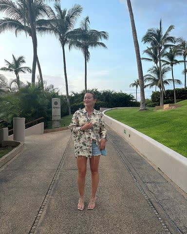 <p>Hilary Duff/Instagram</p> Hilary Duff smiles while on vacation in Mexico.