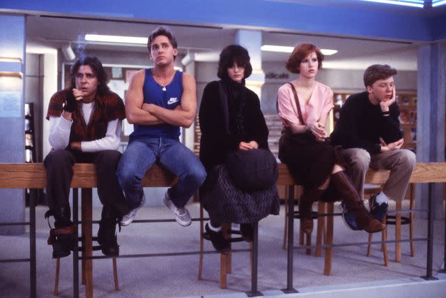 <p>Universal/Kobal/Shutterstock</p> Judd Nelson, Emilio Estevez, Ally Sheedy, Molly Ringwald, and Anthony Michael Hall in 'The Breakfast Club'.