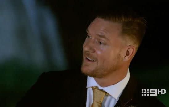 Dean made quite the first impression on Married At First Sight on Monday night. Source: Nine