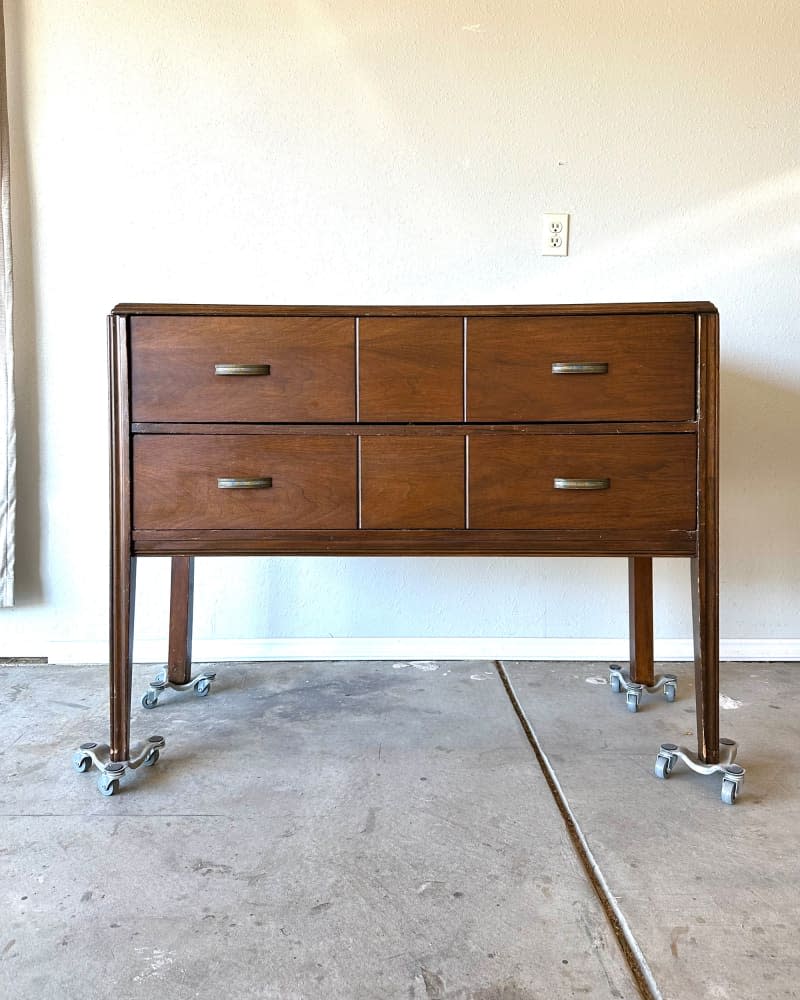 Wooden dresser before painting.