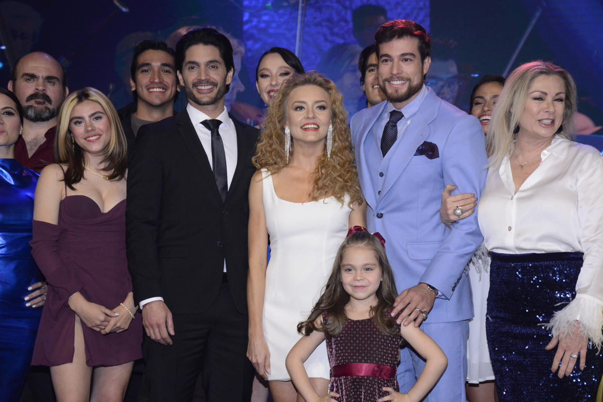 MEXICO CITY, MEXICO - FEBRUARY 15, 2023: Ana Tena, Daniel Elbittar, Angelique Boyer,  Danilo Carrera attend the official release of the Telenovela Amor Invisible at Televisa San Angel. On February 15, 2023 in Mexico City, Mexico. (Photo credit should read Jorge Gonzalez/ Eyepix Group/Future Publishing via Getty Images)