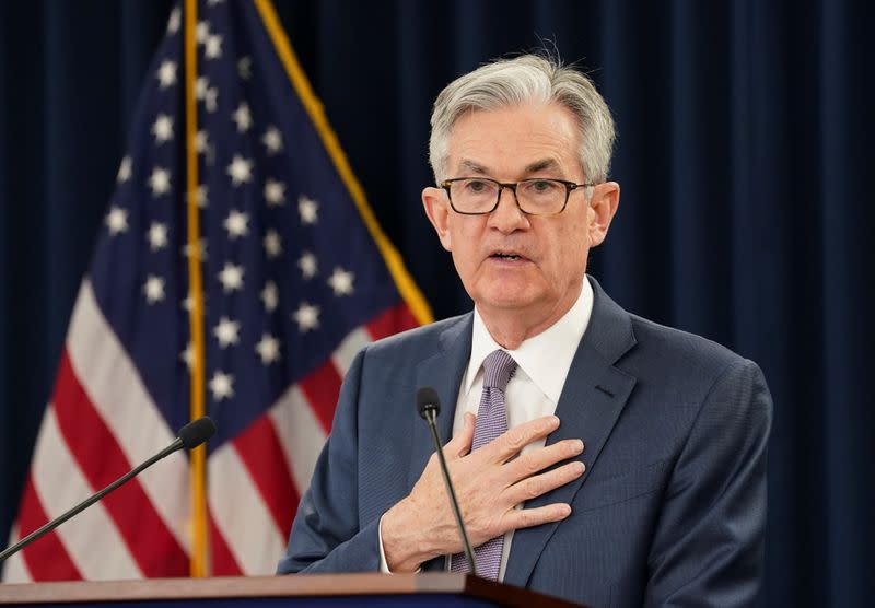 FILE PHOTO: U.S. Federal Reserve Chairman Jerome Powell speaks in Washington